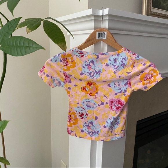 F21 Orange Floral Scoop Neck Crop Ballerina Tee - Picture 4 of 4